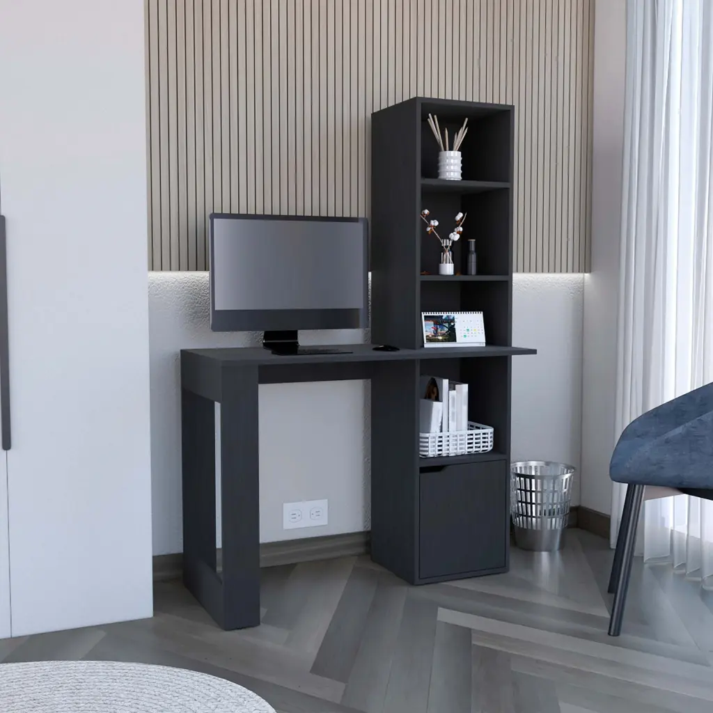 Black Writing Computer Desk Storage Cabinet and Bookcase rta mubles colombia