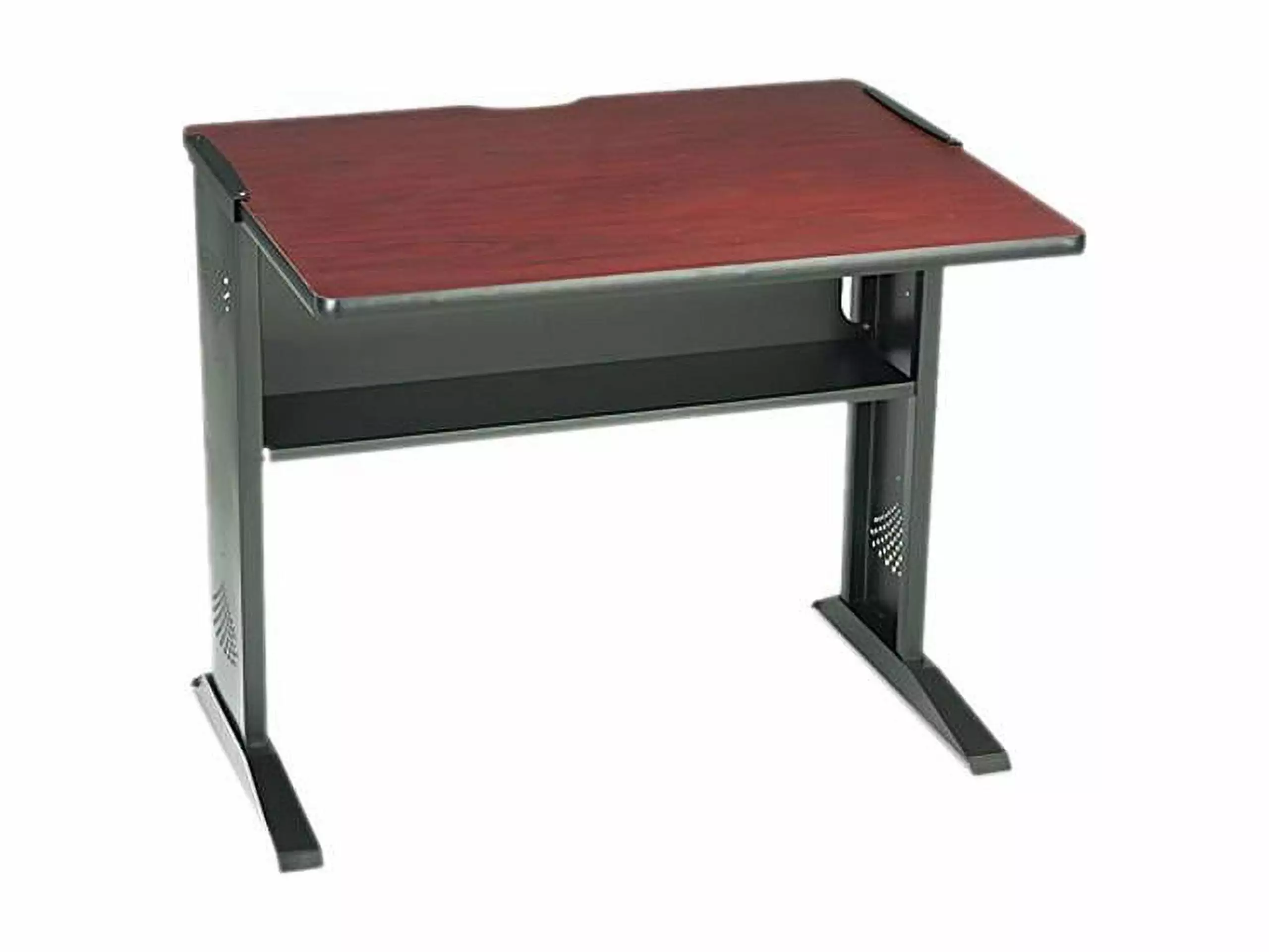 Safco Computer Desk Reversible Top Mahogany Medium Oak Black Office Desk