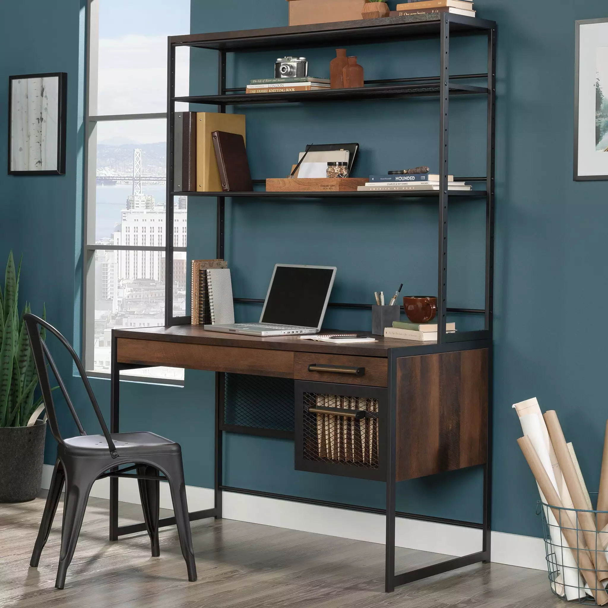 Sauder Briarbrook Computer Desk Hutch - Barrel Oak Finish