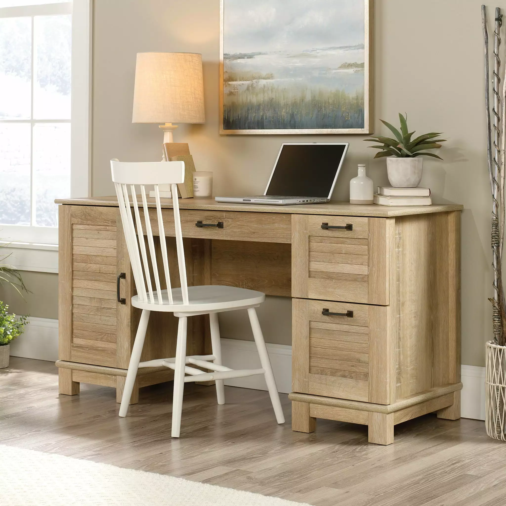 Sauder Garden Villa Computer Desk Storage Orchard Oak Finish