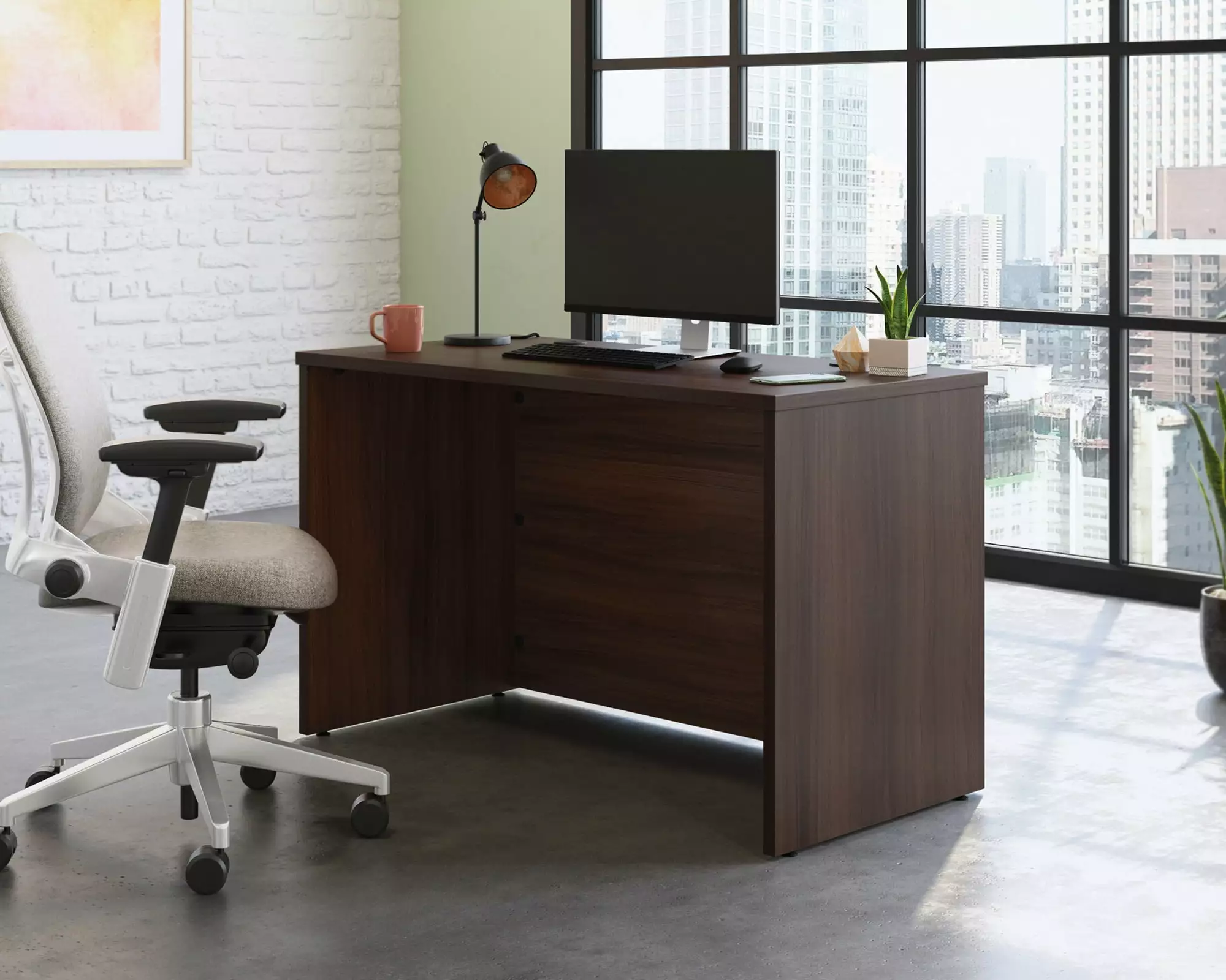 Sauder Noble Elm Brown 48 x 24 Engineered Wood Computer Desk
