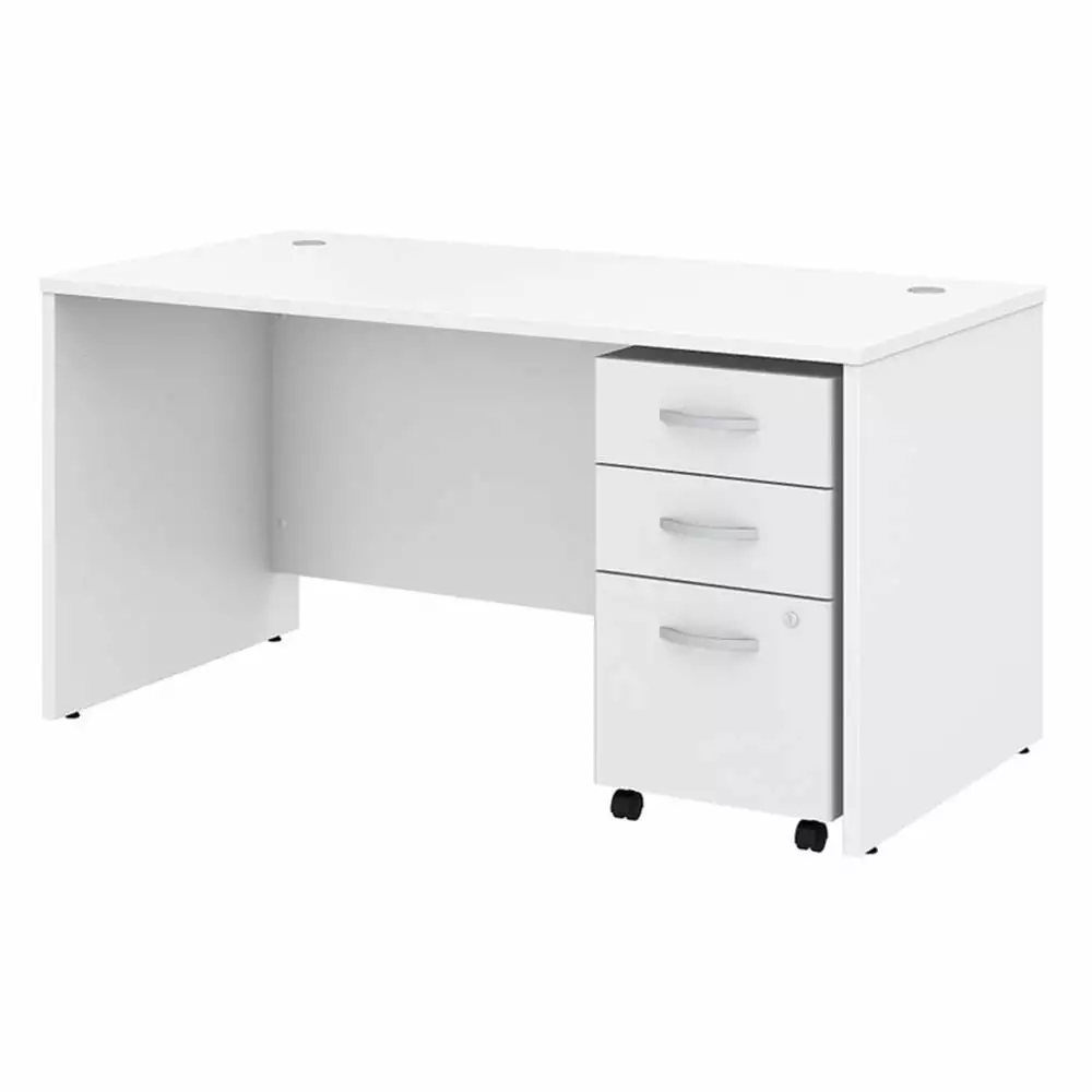 Scranton & Co 60W Office Desk File Cabinet White Workstation
