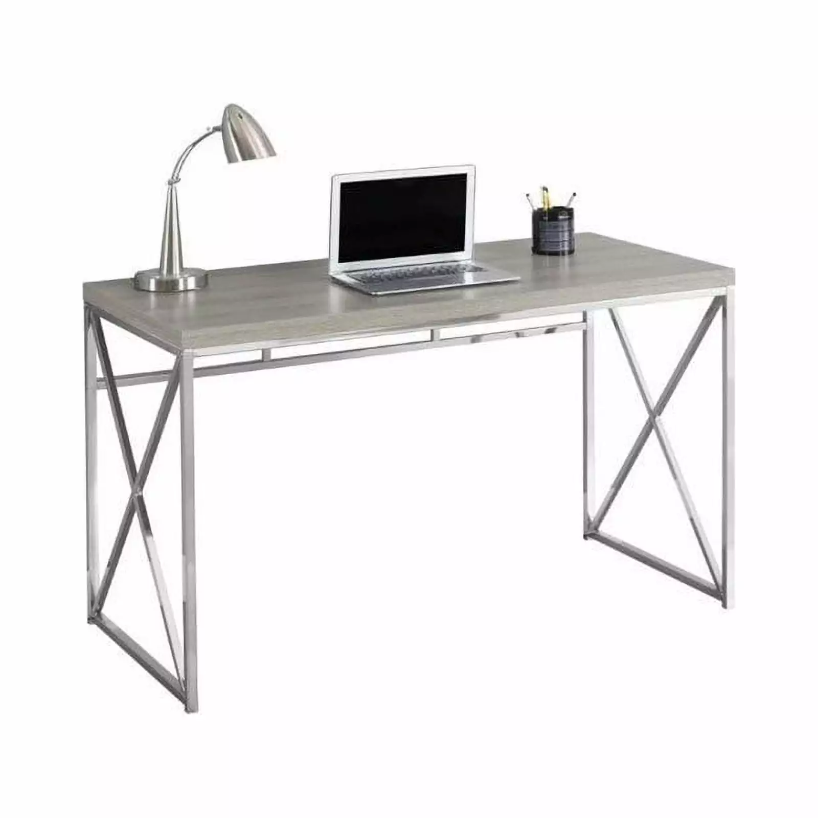 Scranton & Co 48 Inch Metal Computer Desk Dark Taupe Modern Office