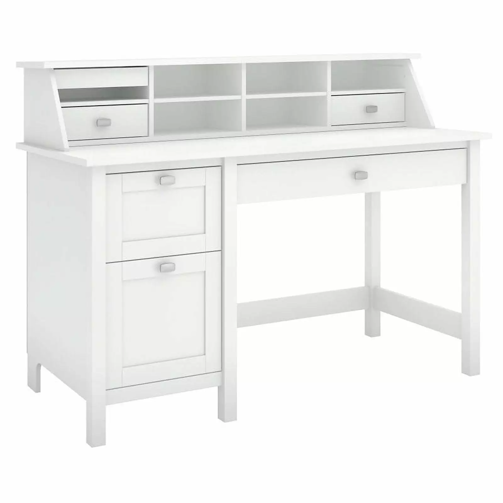 Scranton & Co Modern Wood Computer Desk Pedestal and Organizer White