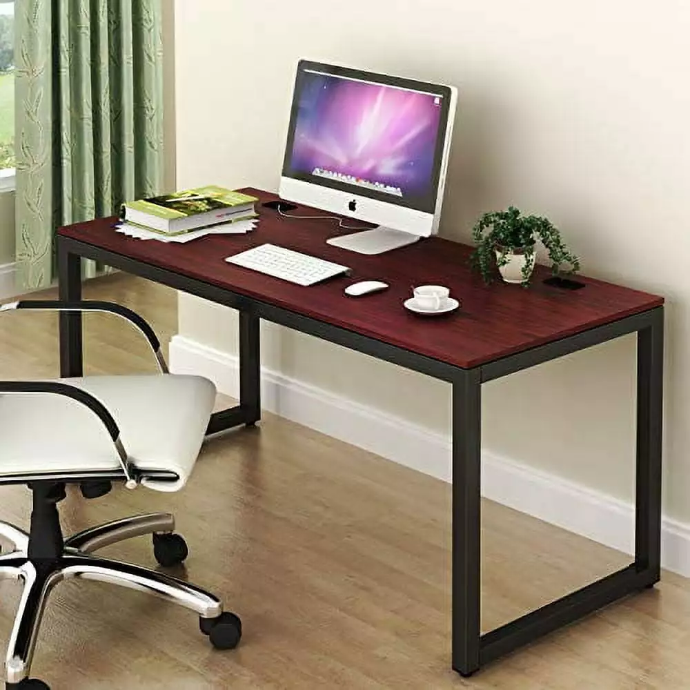SHW Home Office 55-Inch Large Computer Desk Black Cherry