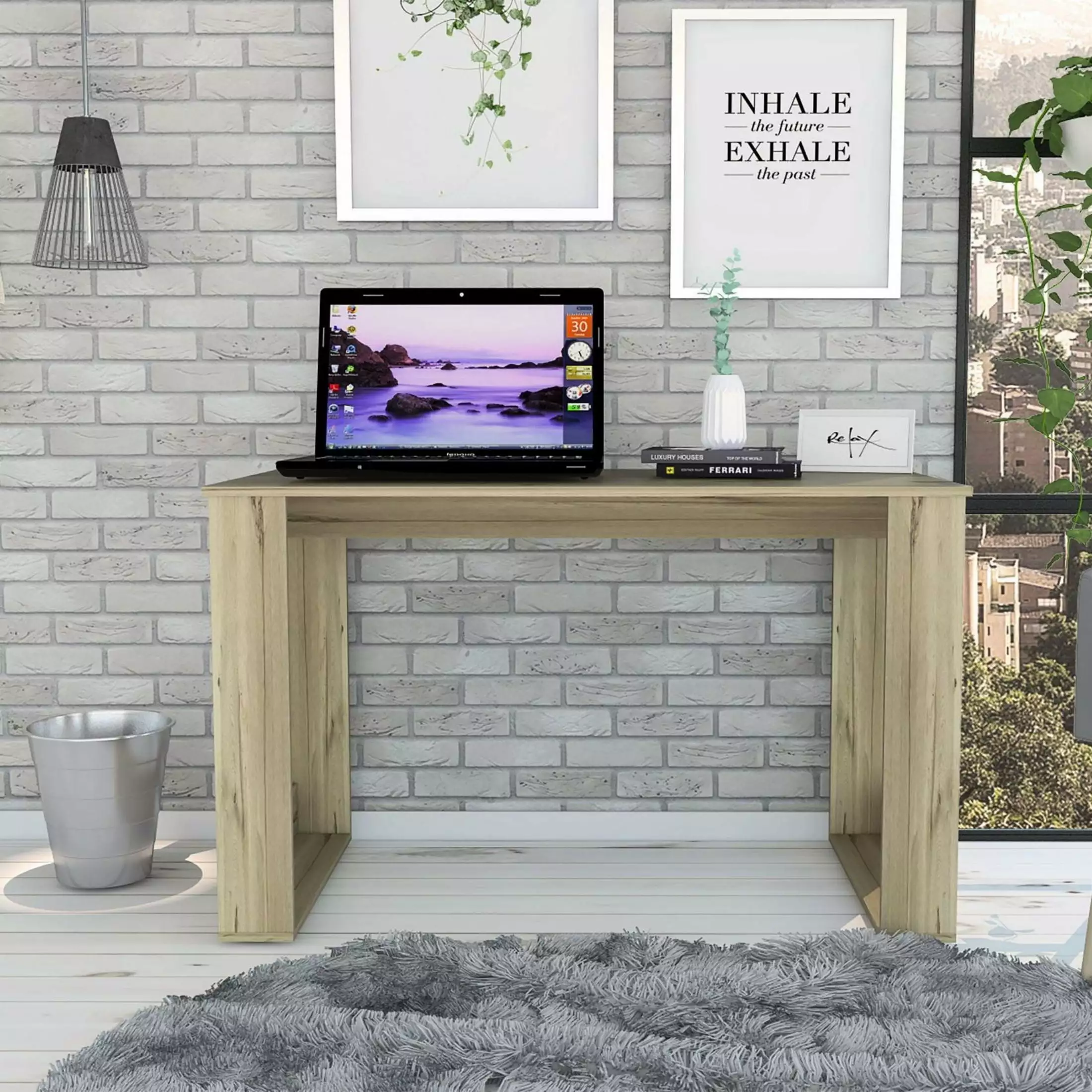 Rectangle Computer Desk Smokey Oak - Modern Home Office Desk Durable Finish SMHZ