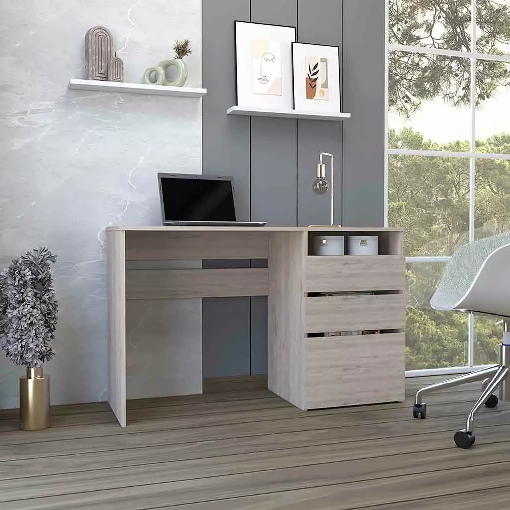 San Diego Computer Desk One Shelf Light Gray Finish Home Office Desk SMHZ