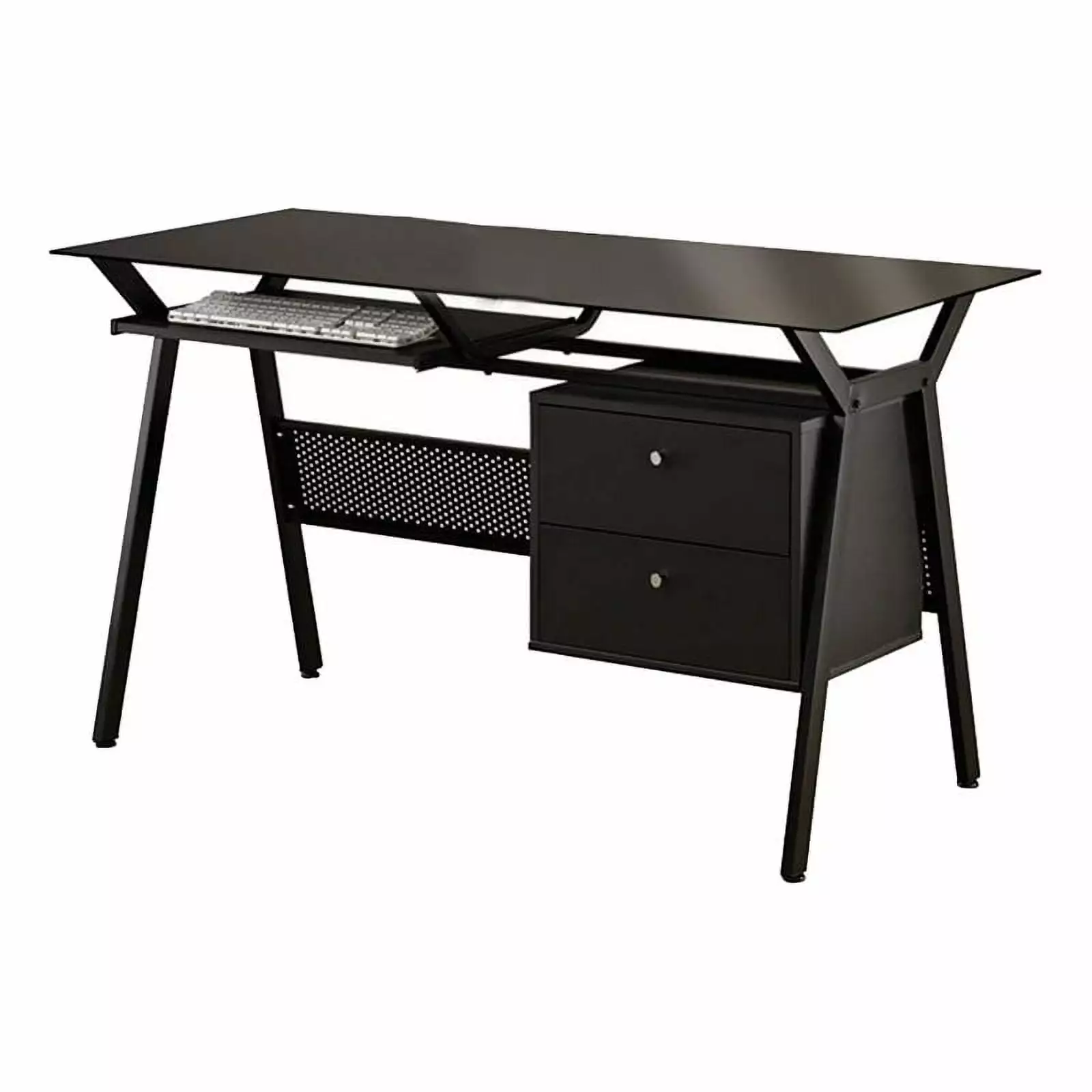 Stonecroft Furniture Contemporary Wood 2 Drawer Computer Desk Black Chrome