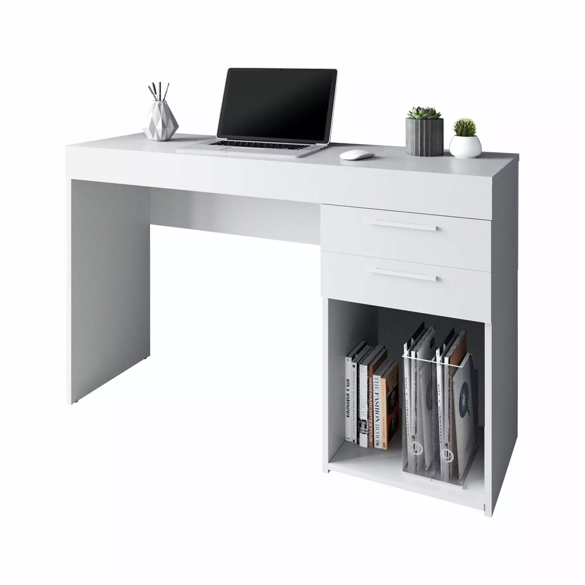 Techni Office Solutions 47.5 Inch Computer Desk Workstation Storage White Techni Mobili