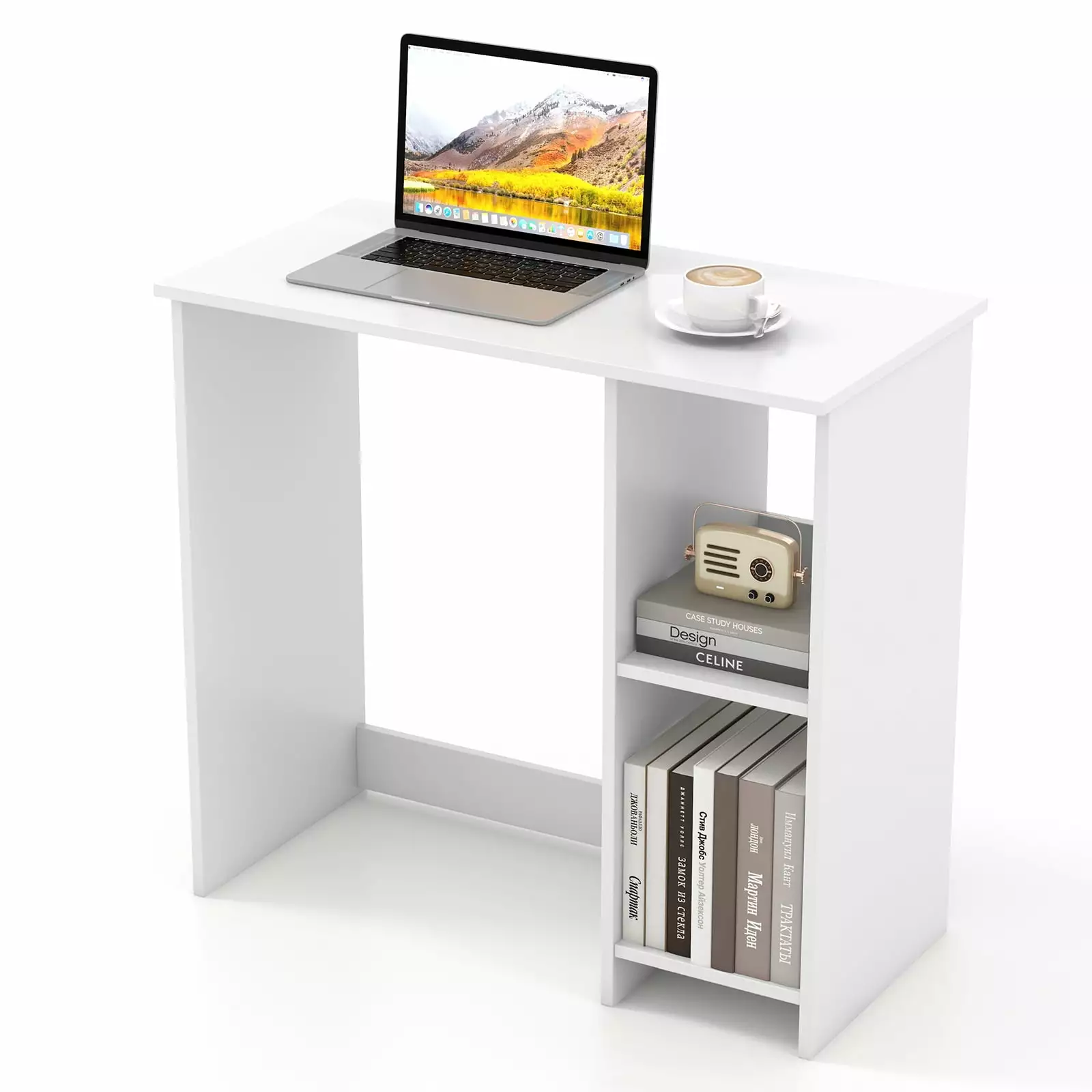 Topbuy Computer Desk Small Space 31.5 Inch Home Office Desk Shelves Space Saving Study Desk