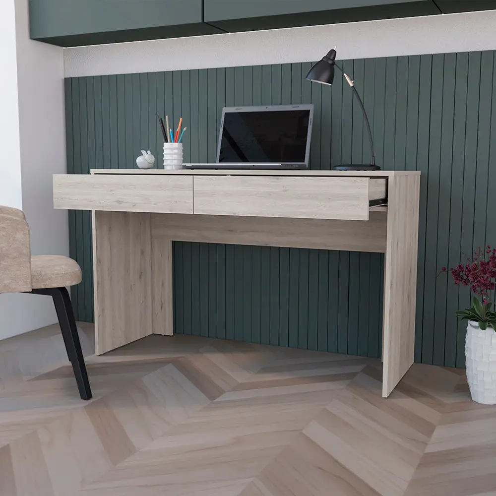 Computer Desk Aberdeen, Two Drawers, Light Gray Finish Particle Board treevol furniture