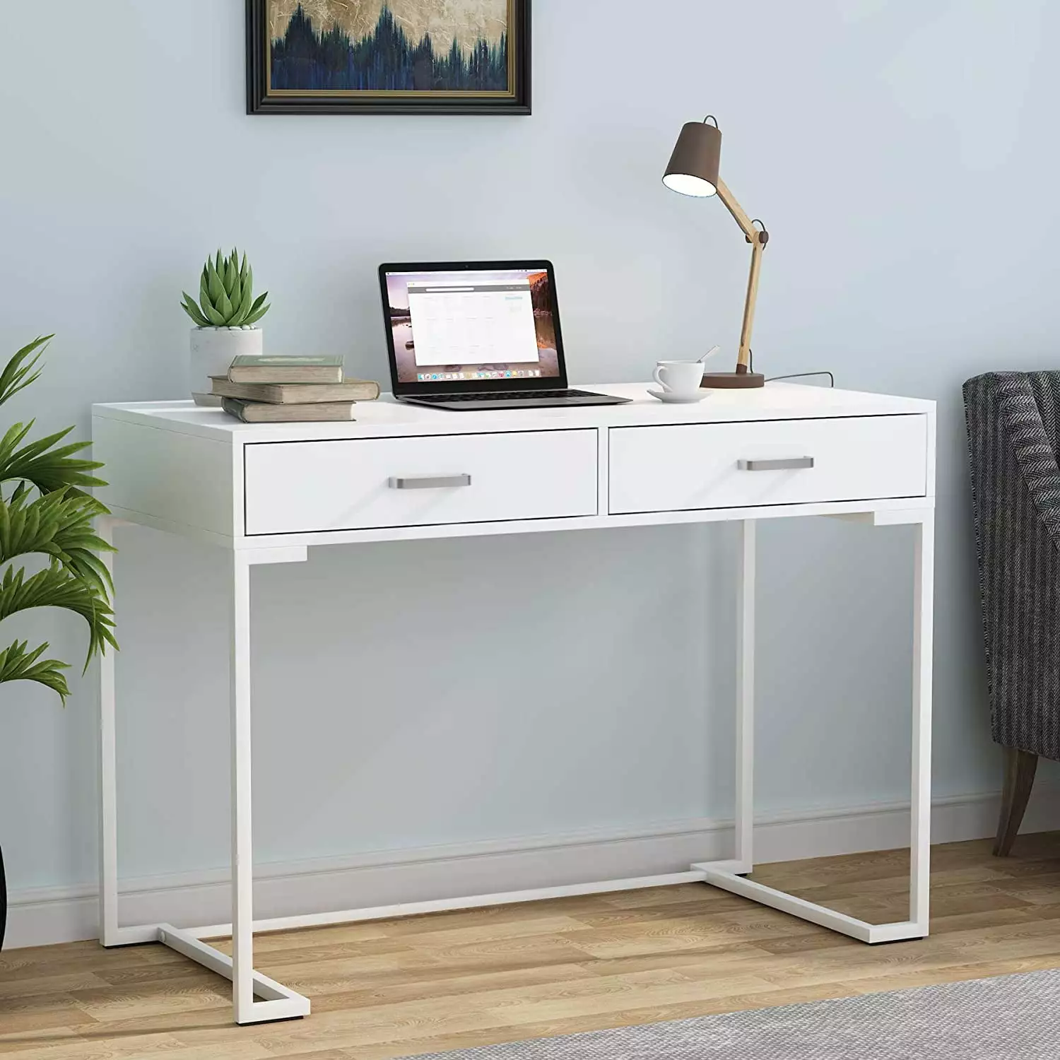Computer Desk Drawers Writing Desk White Desk Study Desk Simple and Modern White Desk Tribesigns