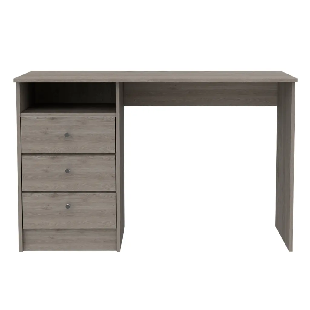 Andalucia 3 Drawer Computer Desk One Shelf Gray Study Writing Table Primary Workstation tuhome