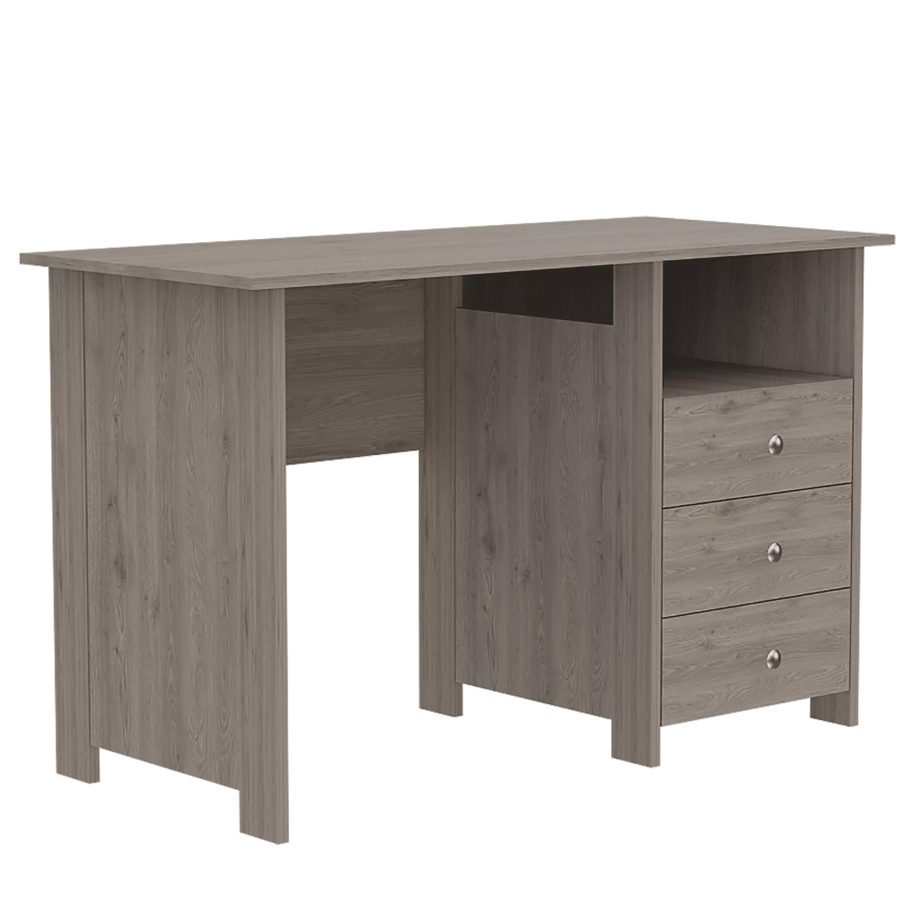 Bianco Writing Computer Desk Three Drawers One Shelf Home Office Desk TUHOME
