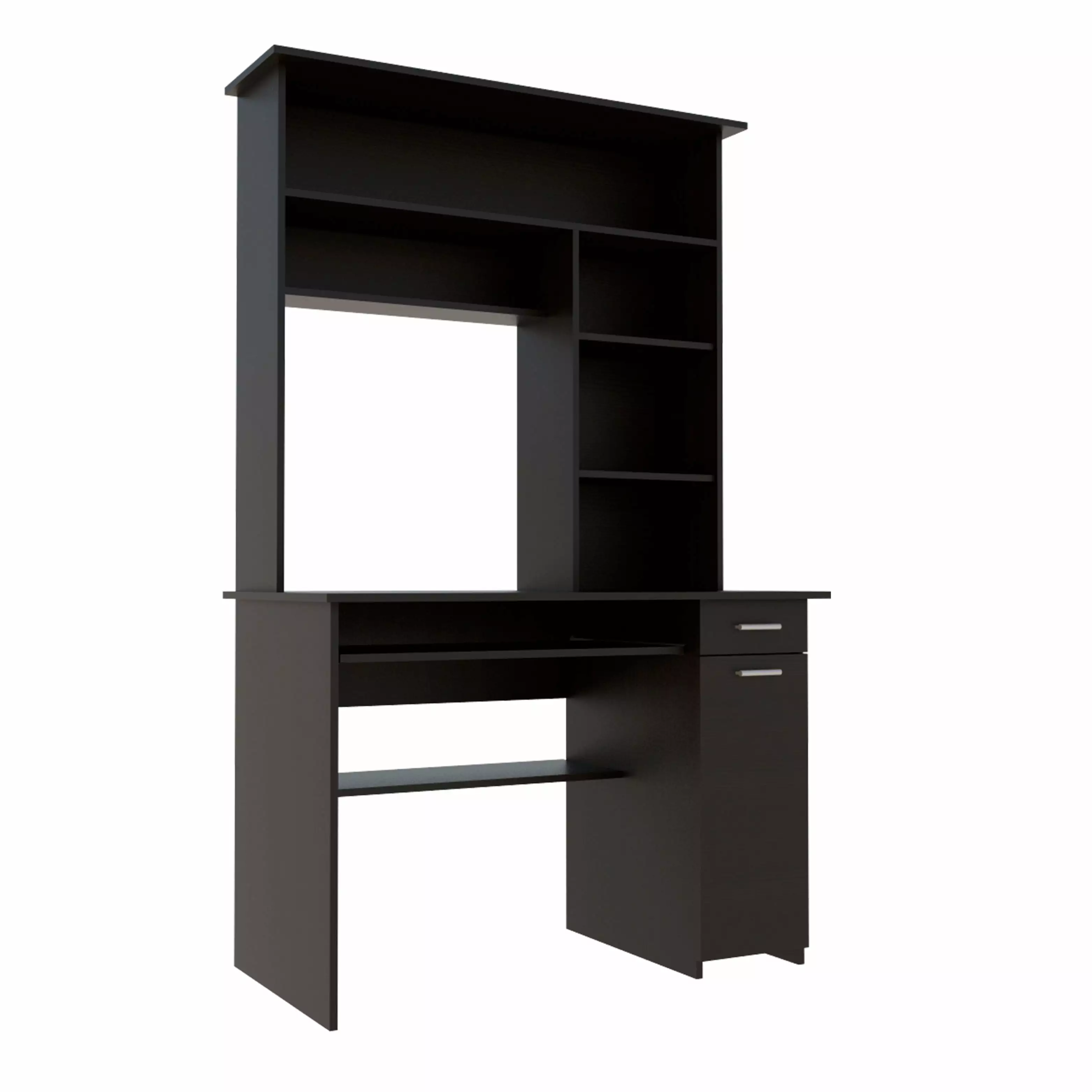Compu 180 Hutch Desk. Multiple Shelves. Keyboard Tray. CPU Panel. One Drawer TUHOME Furniture