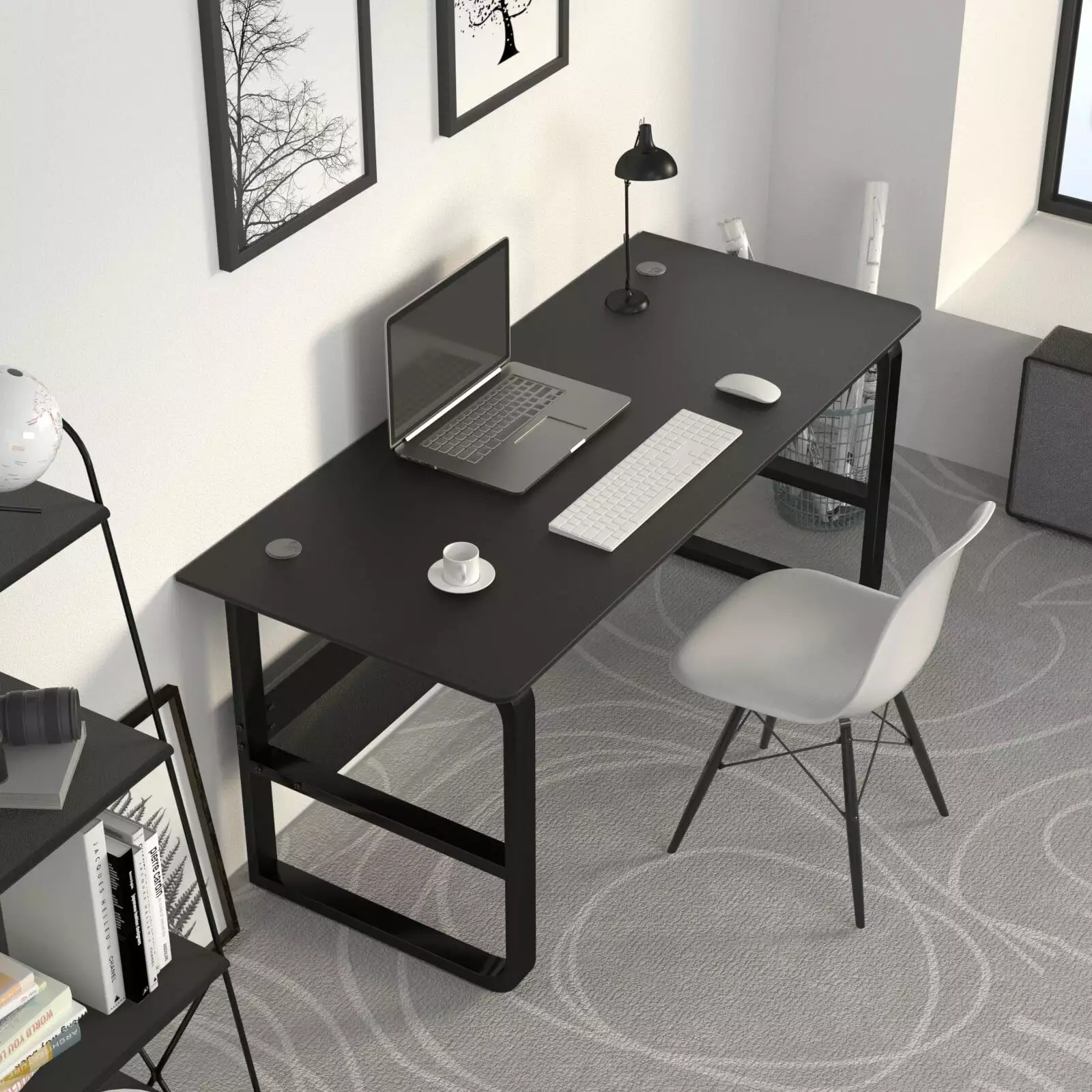 TY Arts Culture Computer Desk Home Office Desk Work Desktop Bookshelf Adult Design Black TY Arts & Culture
