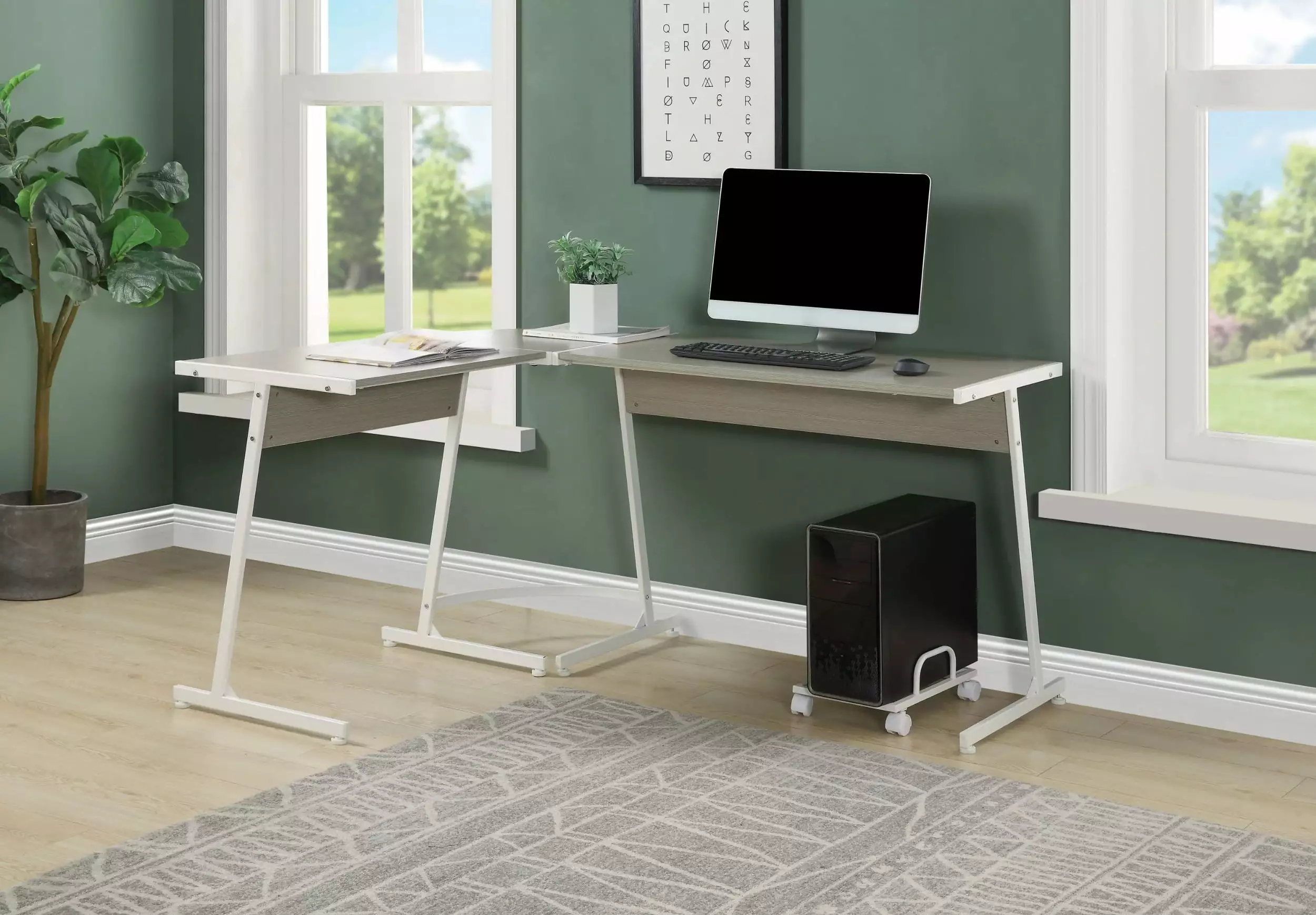 Dazenus Computer Desk Gray White Finish Modern Home Office Workstation unknown