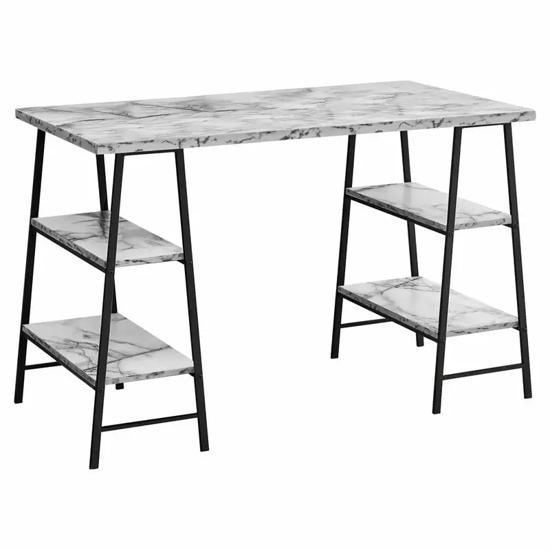 UrbanPro Computer Desk - Home Office Laptop 48L Work Metal White Marble Look
