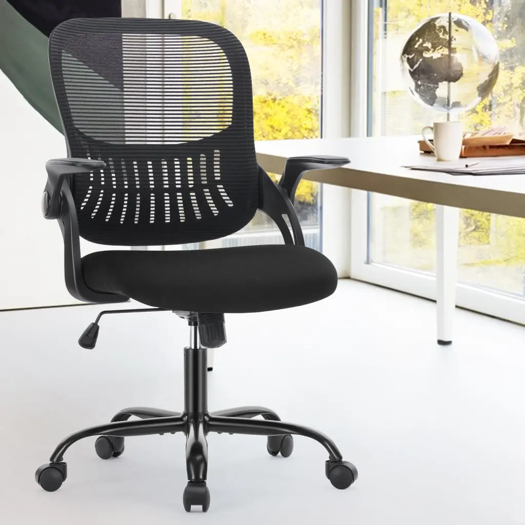 Sweetcrispy Office Mid Back Ergonomic Mesh Computer Desk Larger Seat w2201