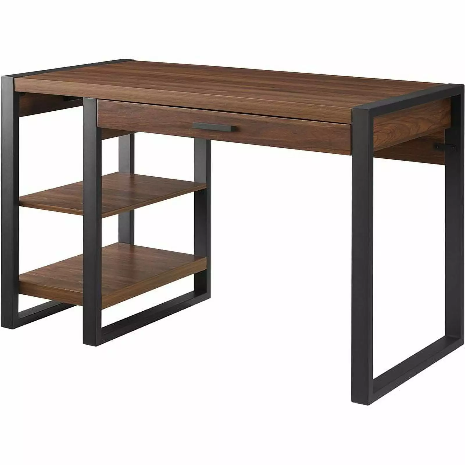 48 Wood Computer Desk USB Port and AC Plug- Unit Dark Walnut - Modern Home Office Desk Walker Edison