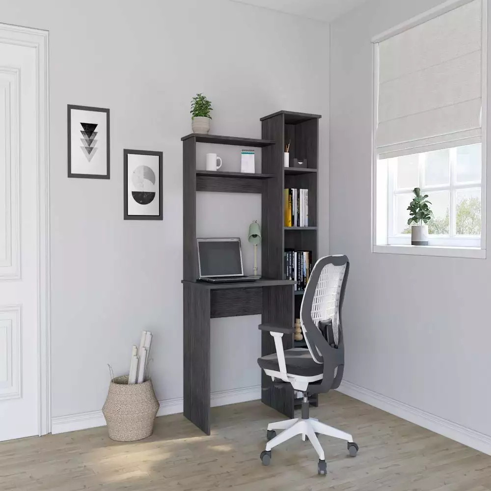 Sleek Oak Desk 5 Shelves and Hutch Maximizing Space and Elegance We Have Furniture