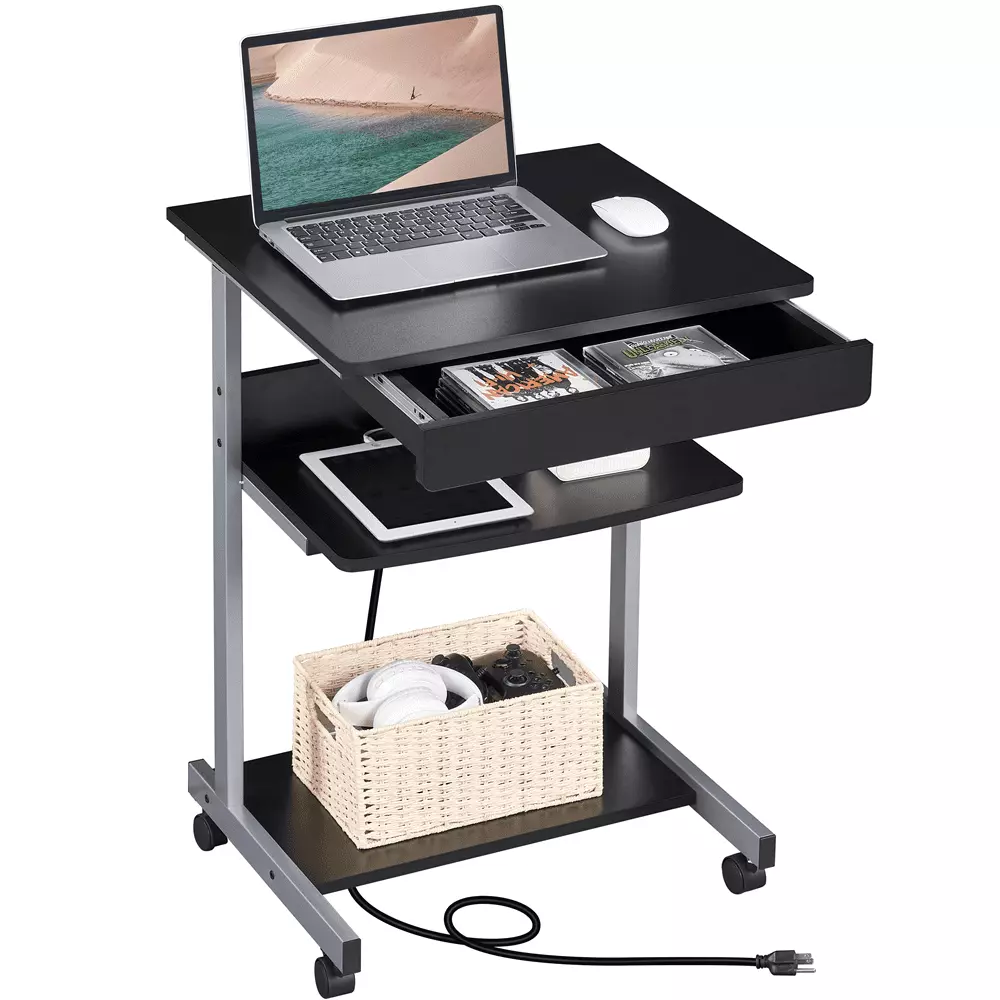 Yaheetech 31.5 Inch Black Laptop Computer Desk Built- Power Outlet