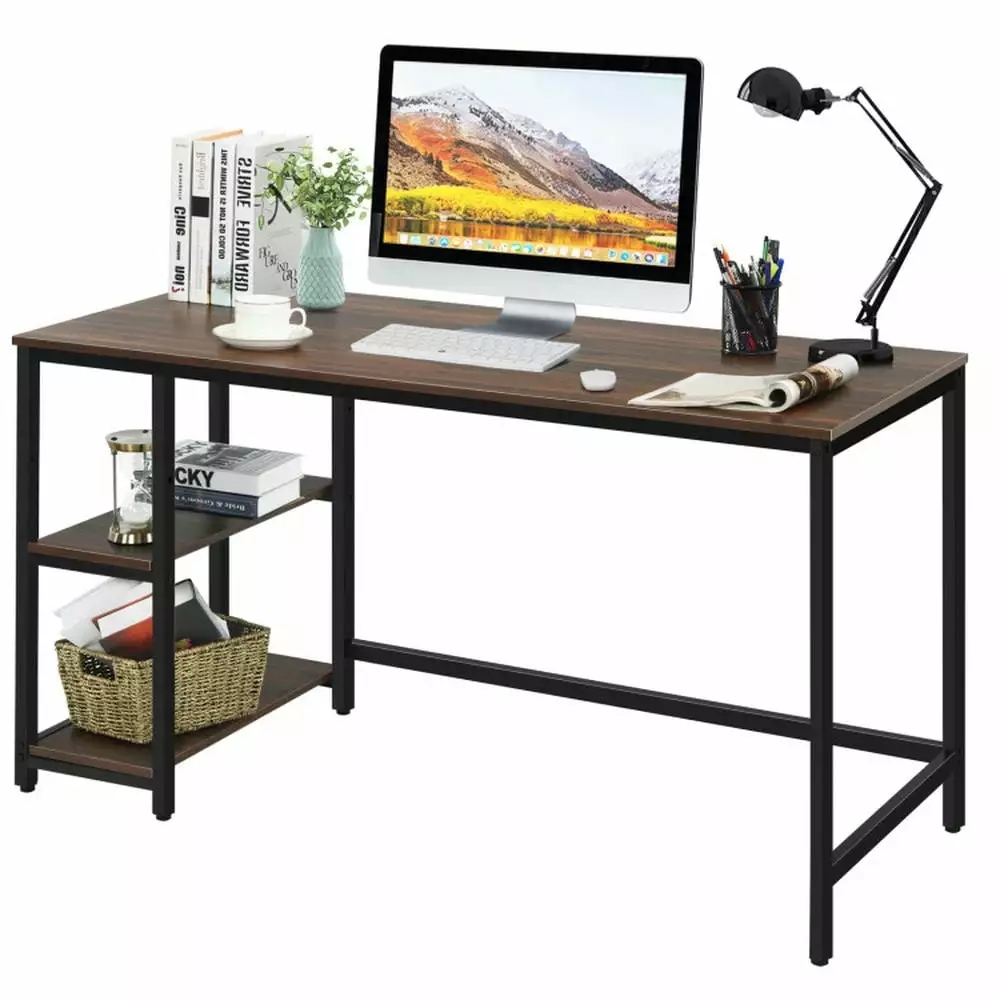 Yardi Yard 55 Inch Computer Desk Adjustable Shelf Coffee-L Home Office Gaming Study Writing