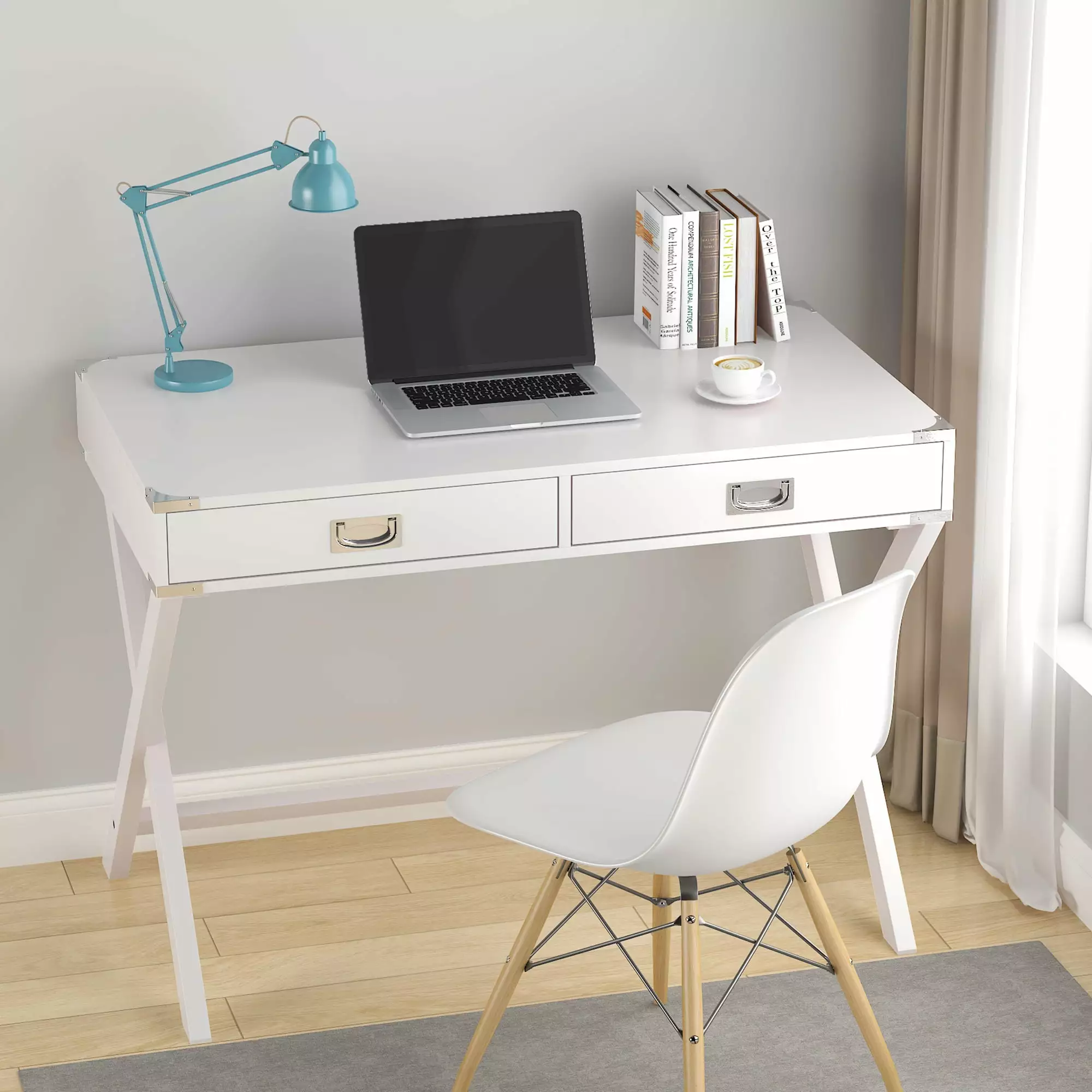 Yoneston Computer Desk Storage Drawers Modern Study Wood Desk Home Office