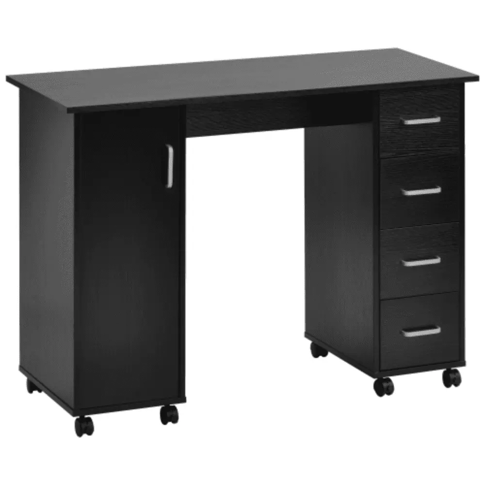 Home Office Computer Desk Table Drawers White Black Modern Workstation YRWL