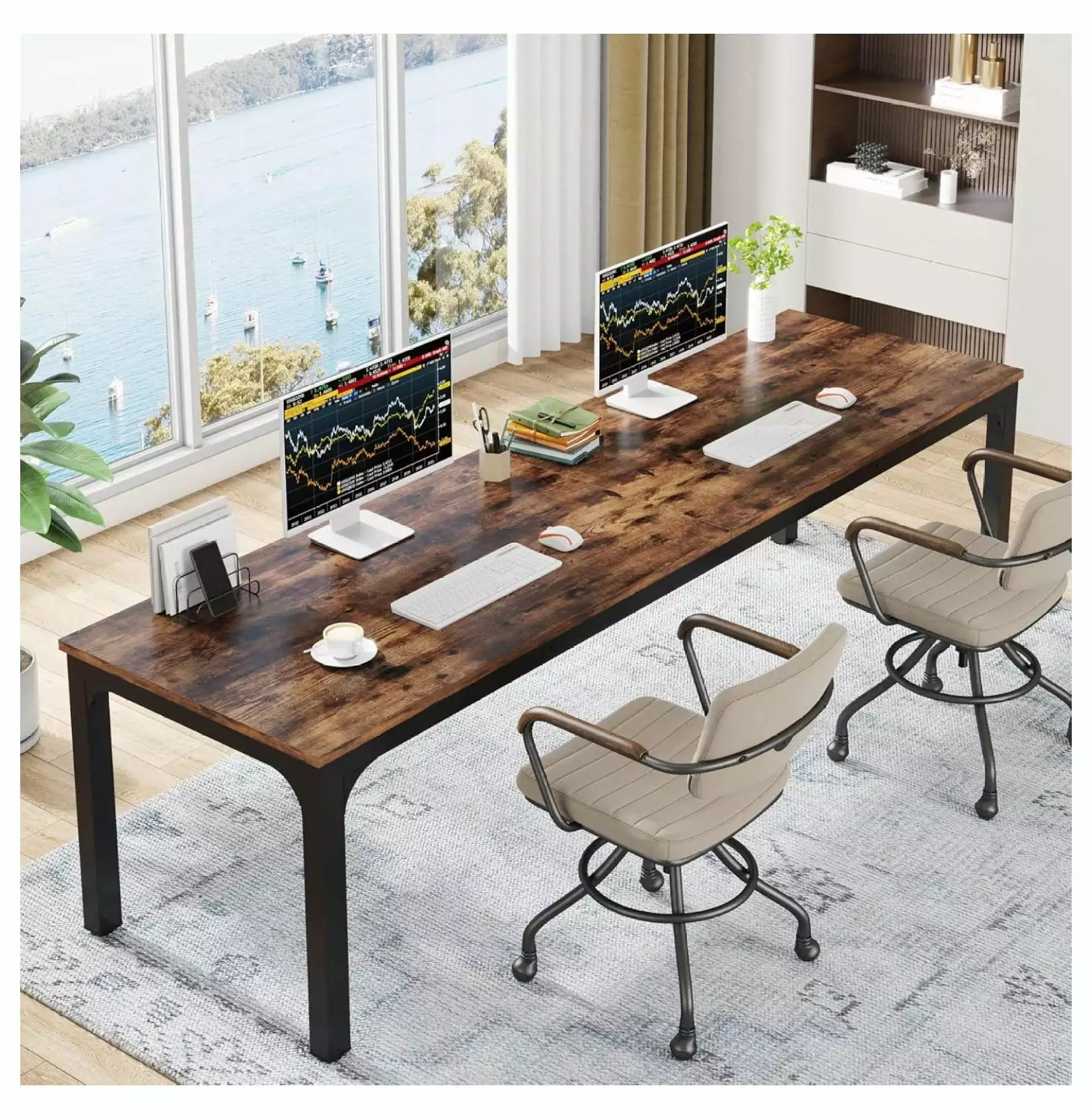 Yunwen 78.7 Inches Extra Long 2 Person Computer Desk Home Office