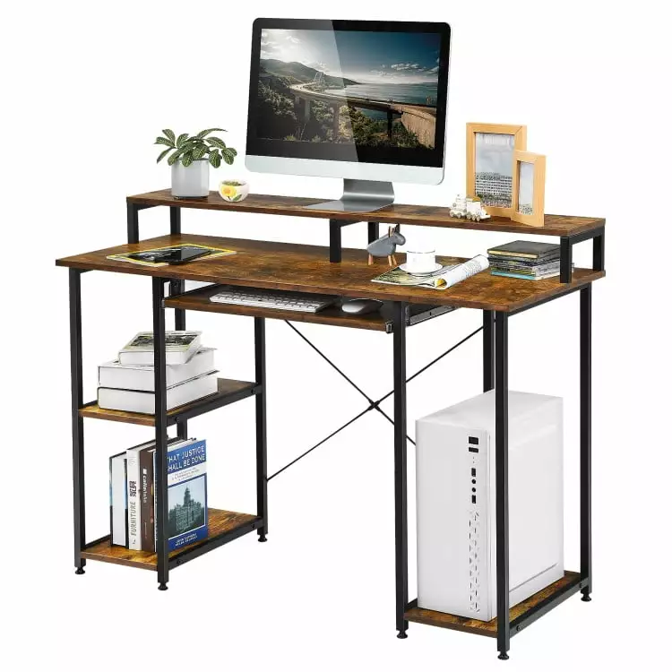 YYAo 47-Inch Computer Desk Keyboard Tray and Monitor Stand Writing Study Gaming