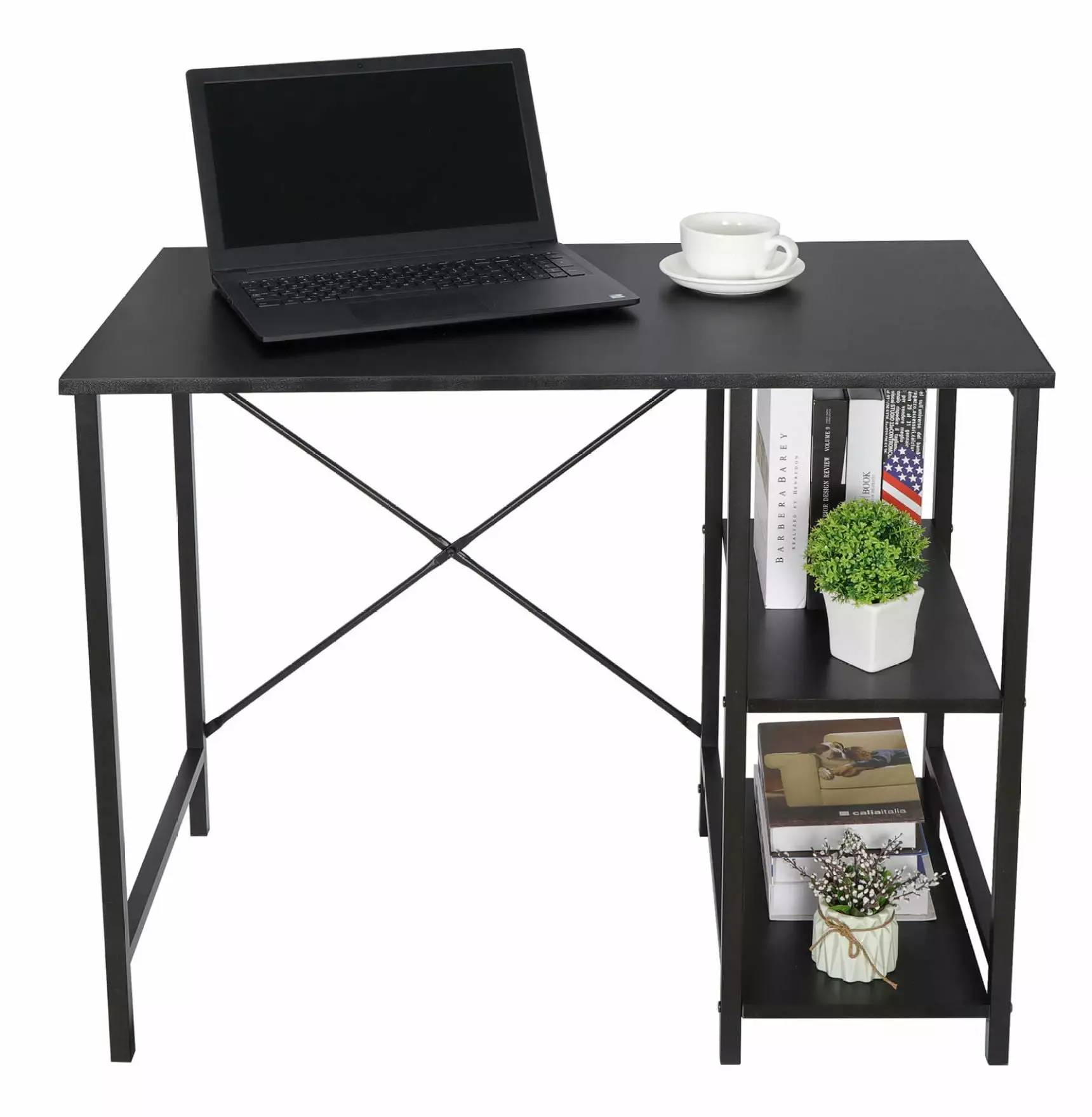 ZHANGHU Computer Desk PC Laptop Table Workstation Study 2 Tier Shelves Home Office
