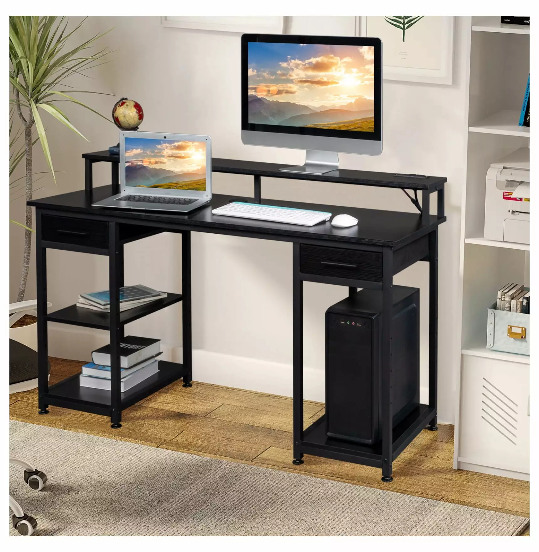 ZHANGHU LED Computer Desk Writing Study Gaming PC Laptop Table Workstation Home Office