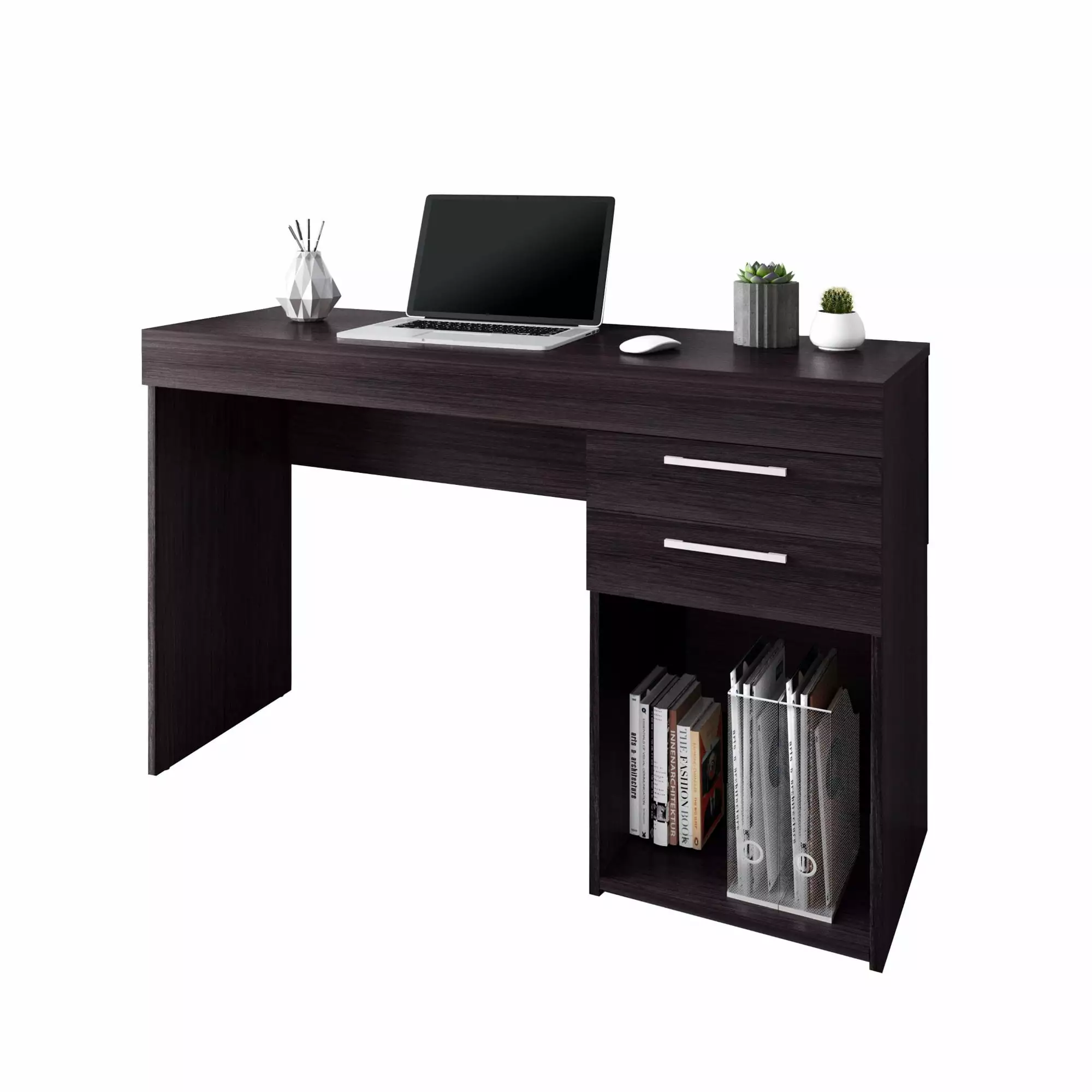 Techni Office Solutions Computer Desk Workstation Storage - 47.5 Inch Espresso Brown Office Desk Techni Mobili