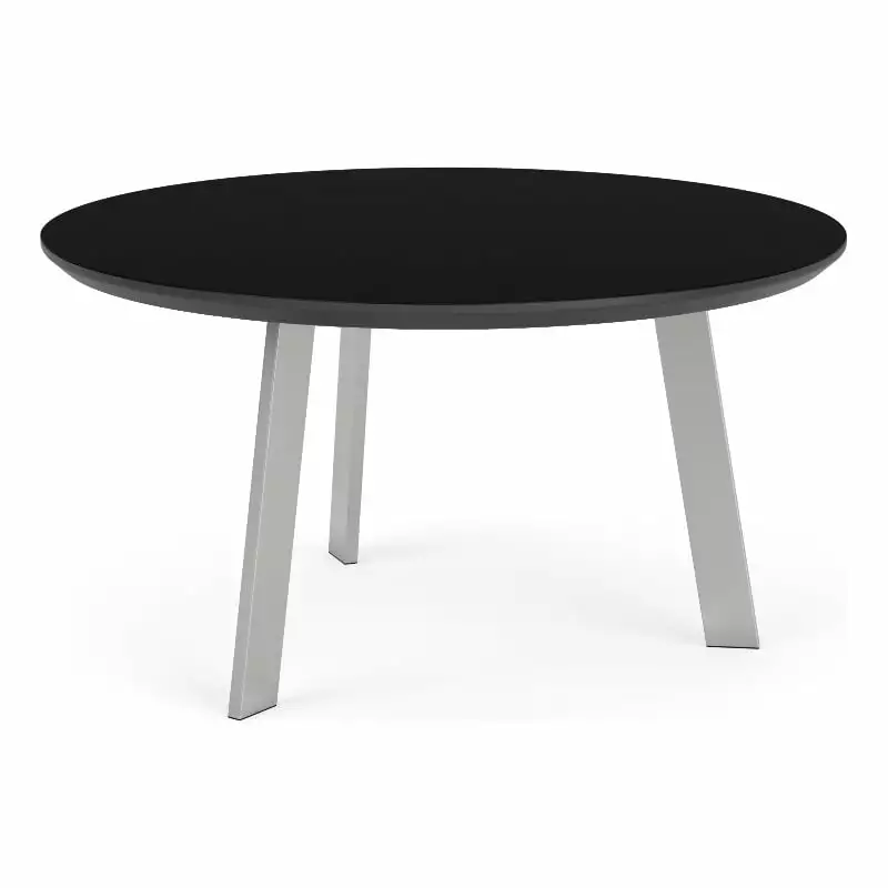 Luxe Reception 30 Round HPL Top Conversational Table Silver Steel Base Lesro