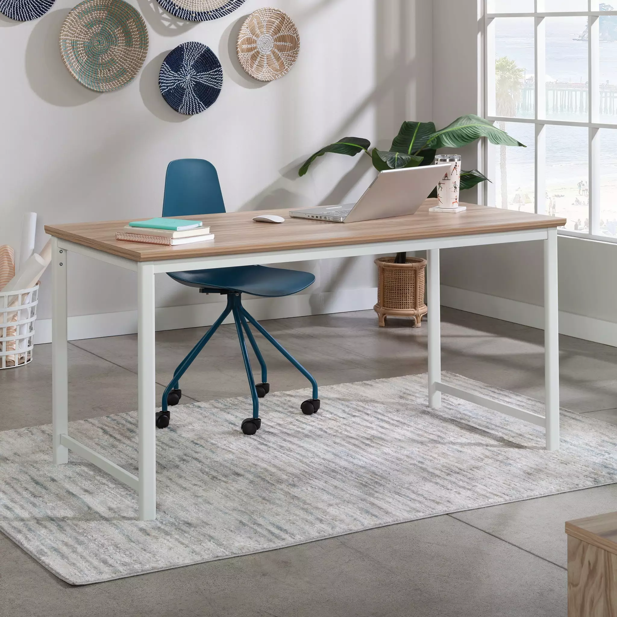 Worksense Sauder Bergen Circle 60 x 30 Table/Desk Kiln Acacia Finish