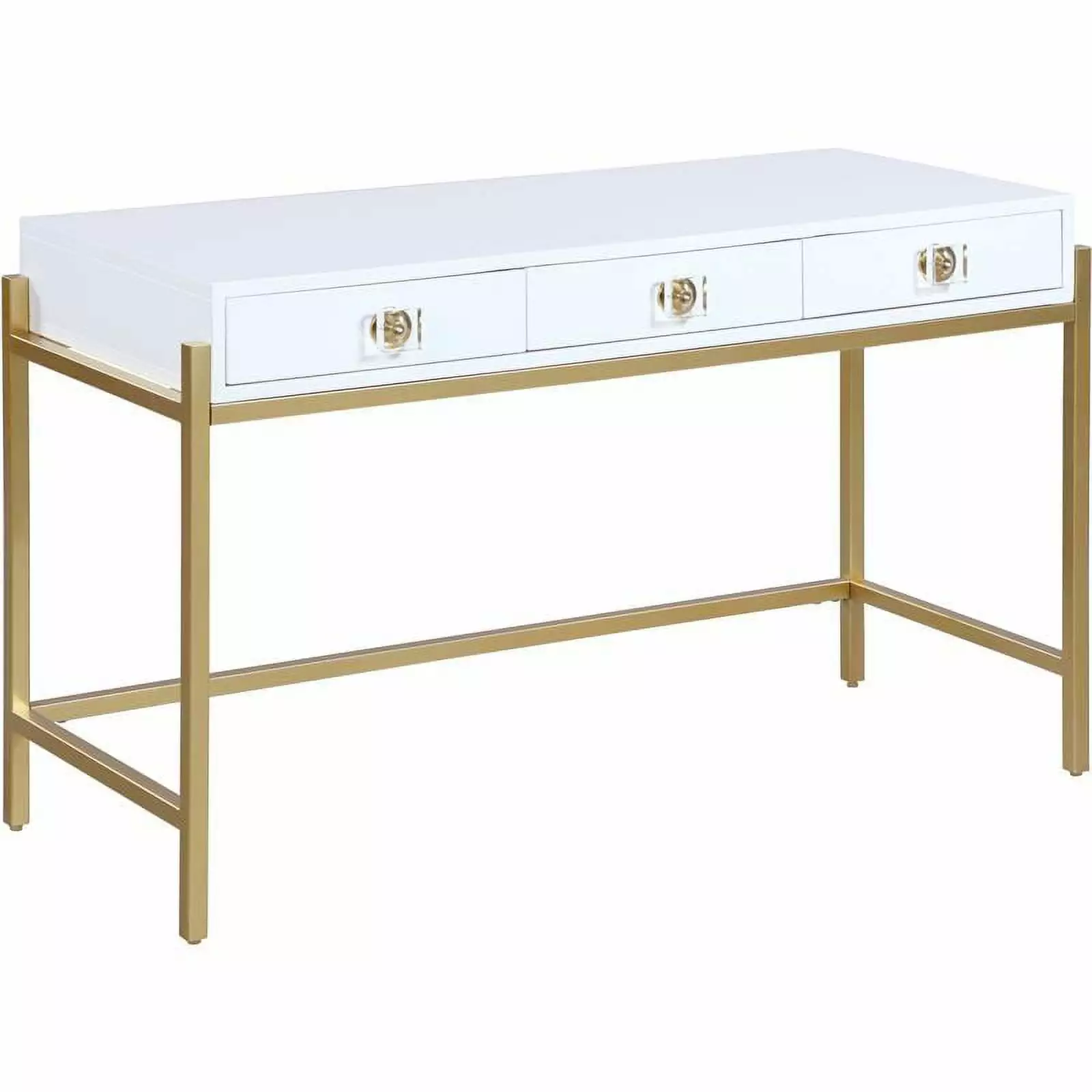 Meridian Furniture Abigail White Gold Desk Console Table Elegant Home Office