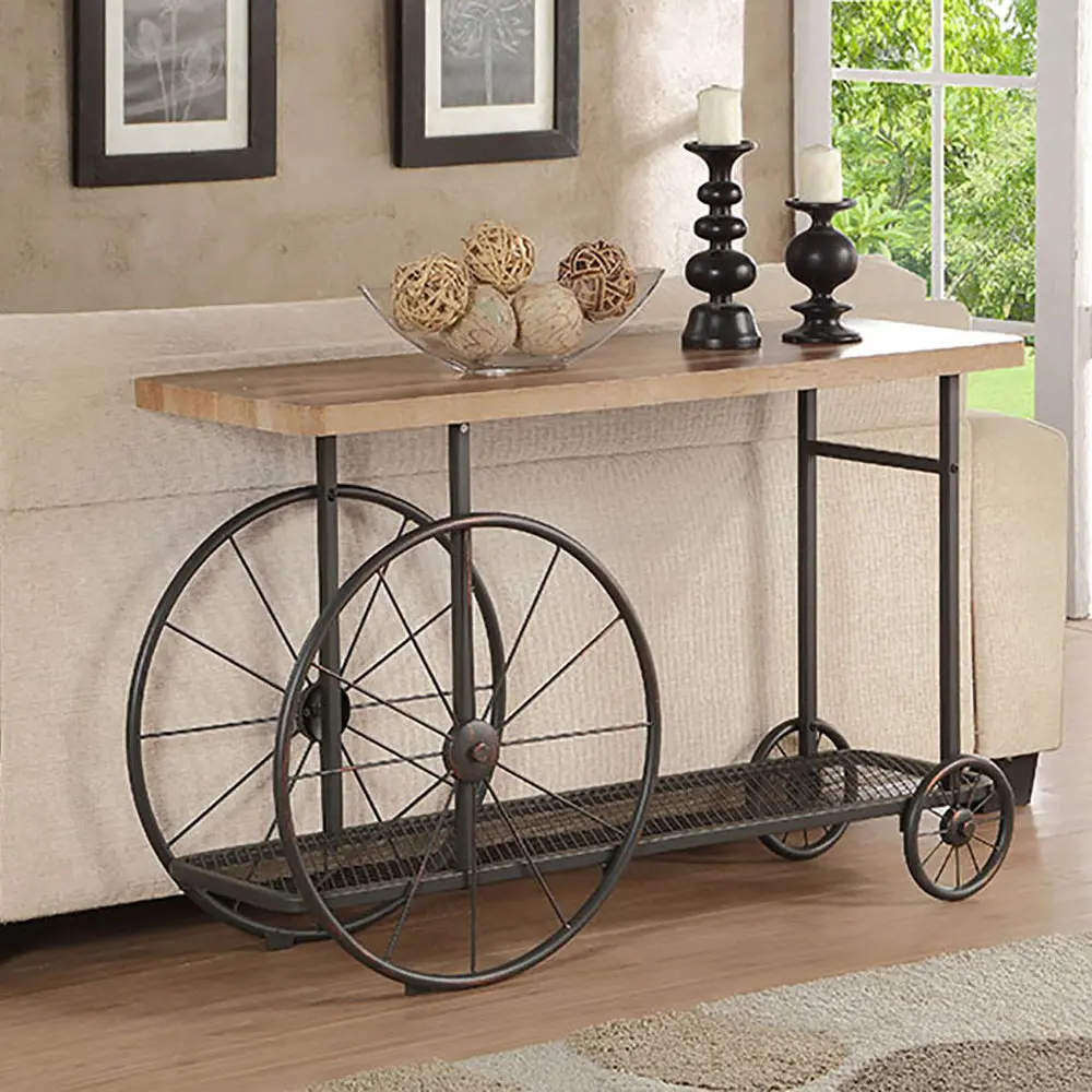 Oak And Antique Grey Sofa Table Bottom Shelf Living Room Console Table furniture max