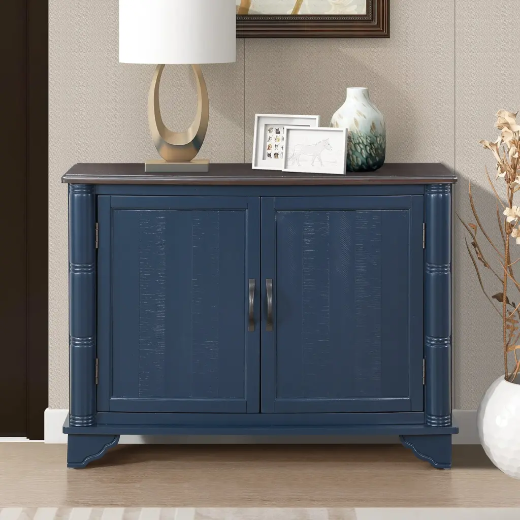 40 Inch Retro Console Table Storage Shelf Adjustable Entryway Table power growth furniture