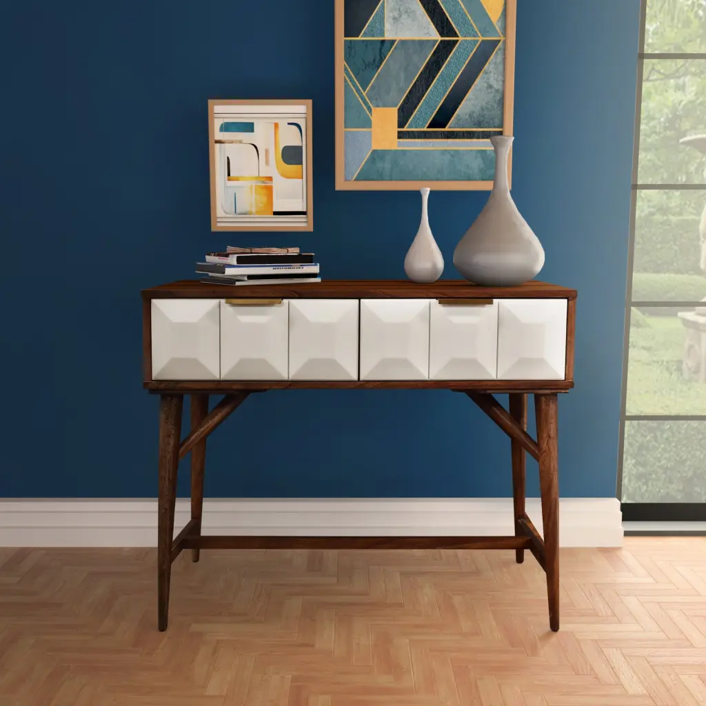 Ginny Console Table Dark Brown Wood Entryway Table Hallway or Living Room steve silver furniture
