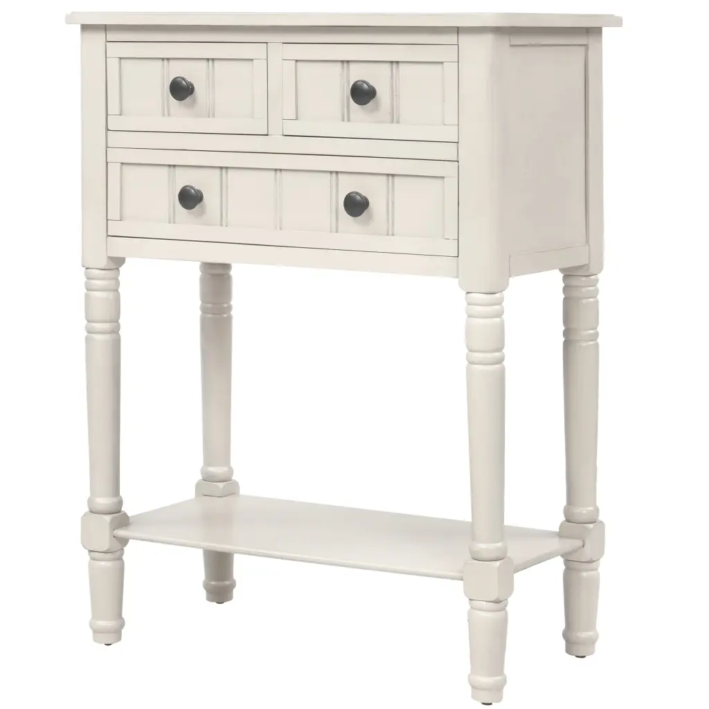 Narrow Console Table Slim Sofa Table Three Storage Drawers trexm