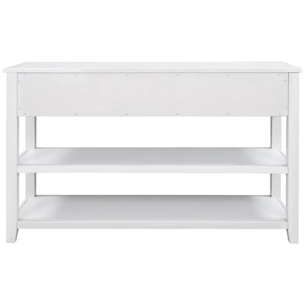 Retro Design Console Table Two Open Shelves Pine Solid Wood Frame trexm