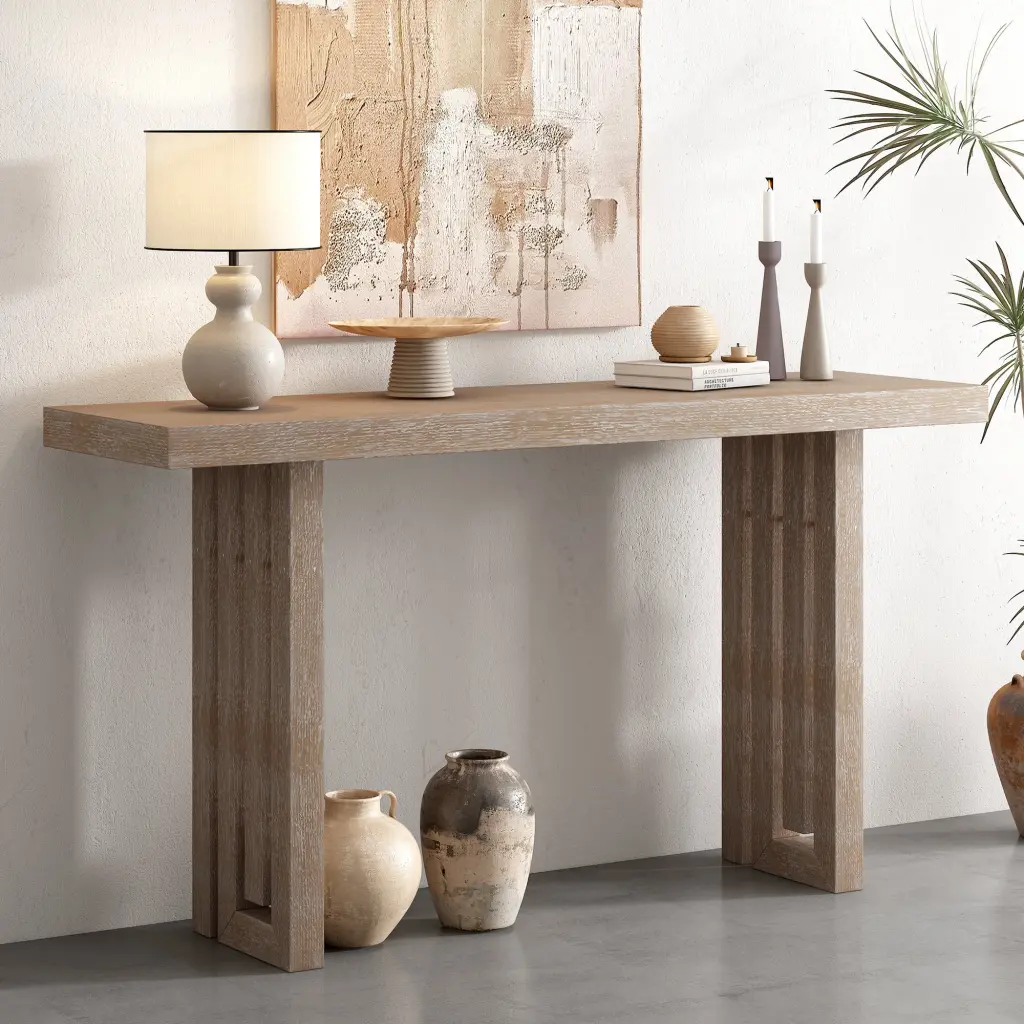 One---kind Crafted Oak Veneer Console Table Distinctive Side Influence Entryway u_style
