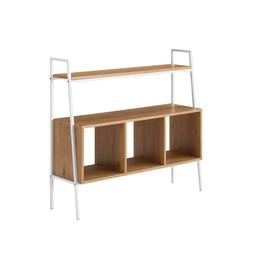Modern Industrial Metal And Wood 3 Cubby Storage Console English Oak Entryway Furniture walker edison