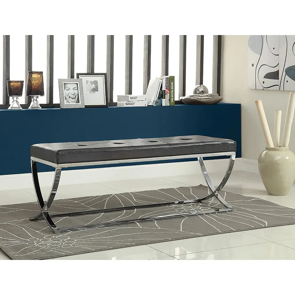 Black Curve Leg Bench Primary Living Space Spot Clean Contemporary furniture max