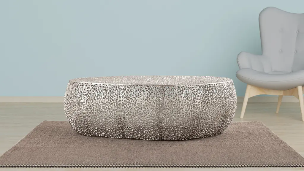 T3601 50 Inch Oval Coffee Table Silver Contemporary Living Room galaxy home furnishings