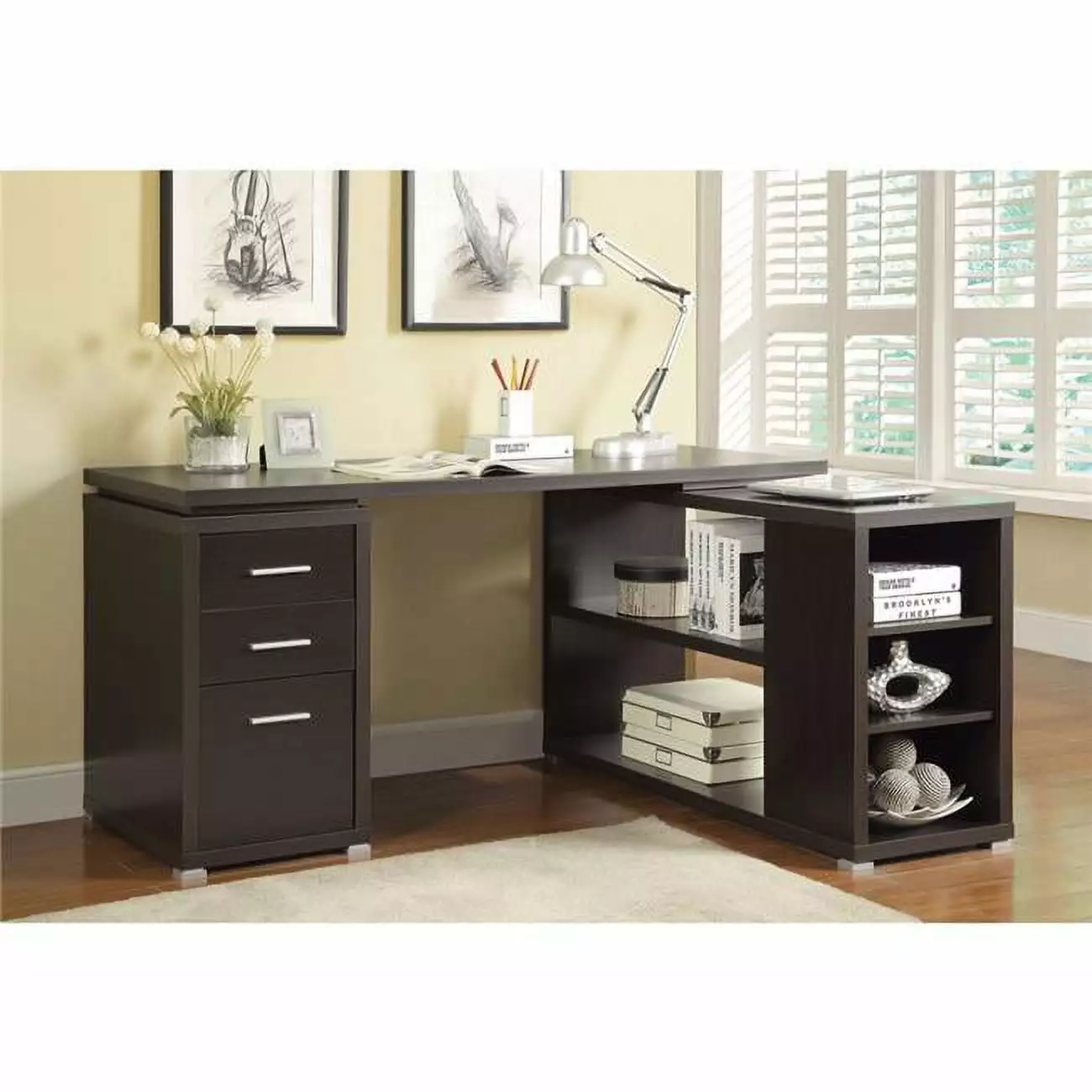 Benzara BM159069 Contemporary Style Wooden Office Desk Brown