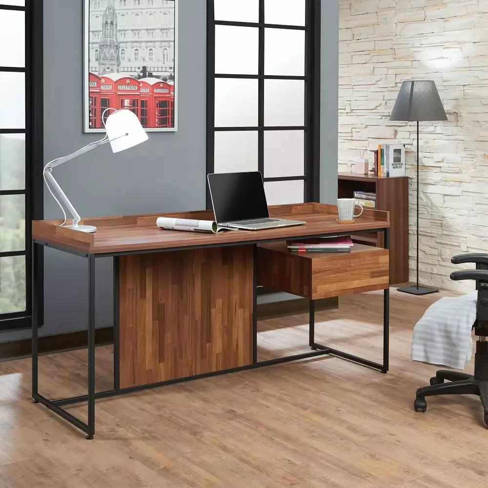 Homiyad Desk Walnut and Sandy Black Contemporary Office Desk