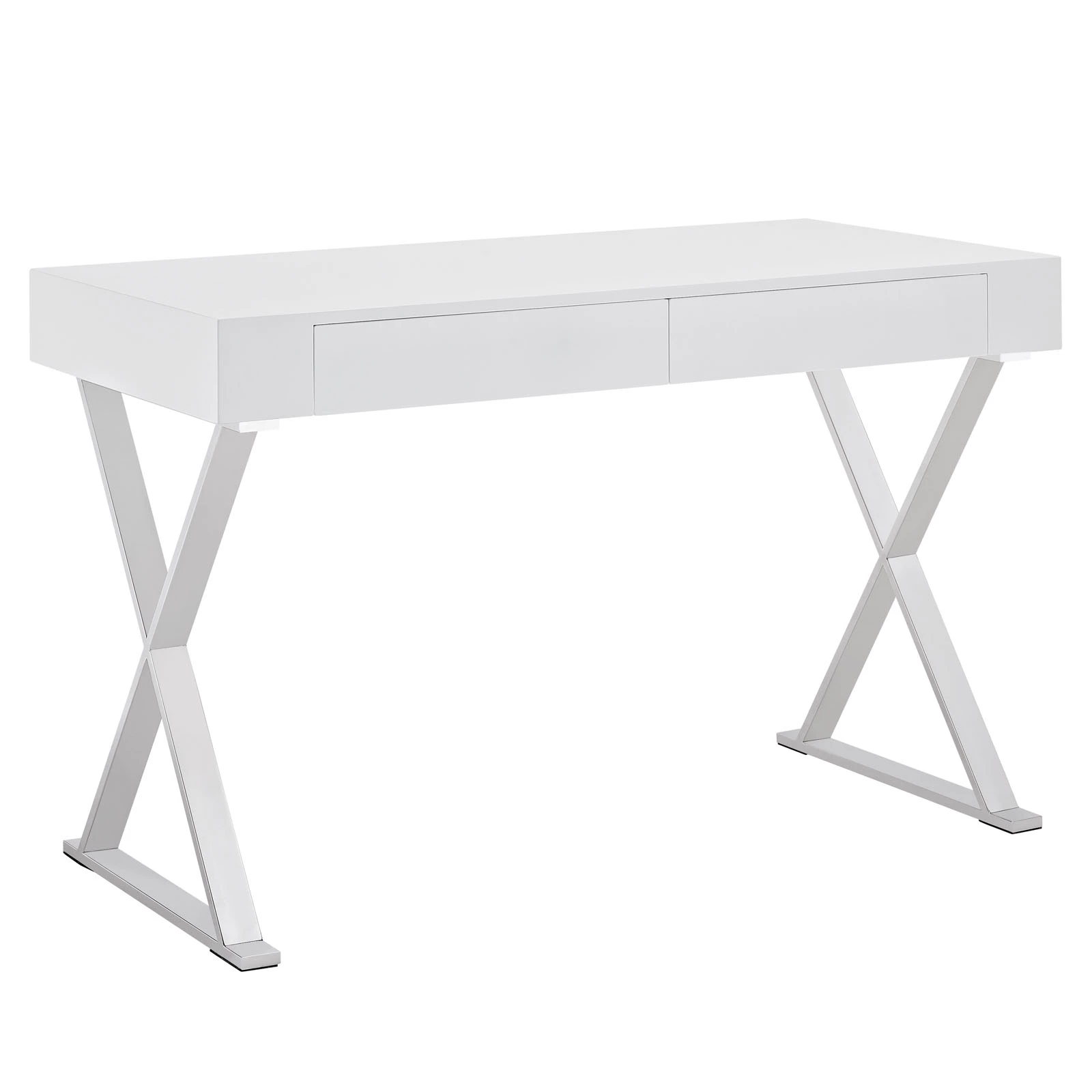 Modern Contemporary Office Desk - White Wood Sleek Design