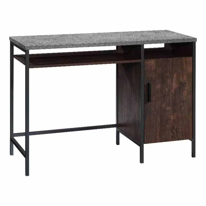 Pemberly Row Contemporary Engineered Wood and Metal Desk Rich Walnut
